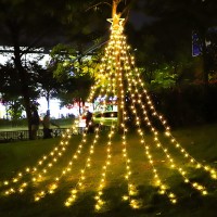 Christmas Decorations Star String Lights, 320 Leds Outdoor Waterfall Tree Lights With 13