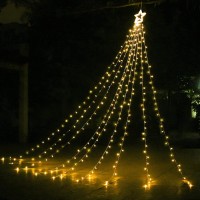 Christmas Decorations Star String Lights, 320 Leds Outdoor Waterfall Tree Lights With 13