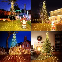 Christmas Decorations Star String Lights, 320 Leds Outdoor Waterfall Tree Lights With 13