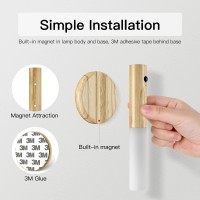 Miebul Motion Sensor Night Light, Rechargeable Body Sensor Night Light Indoor, Magnetic Wooden Led Wall Sconce For Bedroom Corridor Staircase Cabinet, White Ash Wood