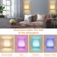 Pesuten Wall Sconce With Fabric Shade Remote Control Lighting Decor Set Of 2, 16 Rgb Colors Wireless, Dimmable Lamp Fixtures For Bedroom Living Room Hallway