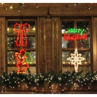 Lamphome 4 Pack Lighted Merry Christmas, Bethlehem Star,Bow,Santa Christmas Window Silhouette Lights Decorations For Christmas,Party,Home,Patio Lawn,Garden