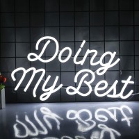 Wanxing Doing My Best Neon Sign White Led Signs Words Neon Lights Signs Light Up Sign Usb Powered Switch Led Neon Sign For Wall Decor Bedroom Happy Light For Wedding Decoration Birthday Party Girls Bedroom Wall Decor (White Doing My Best)