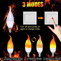 Myogrip Flame Light Bulbs Outdoor, Led Flame Effect Light Bulbs, 3 Modes Fire Light Bulb, E12 Base Flickering Light Bulbs Candelabra Bulb For Christmas Indoor Outdoor Decoration (2 Pack)