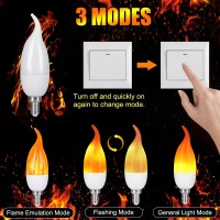 Myogrip E12 Led Flame Light Bulbs 3 Modes Flickering Light Bulbs Candelabra Candle Fire Light Bulb For Home Party Patio Indoor