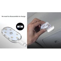 Wireless touch car interior lights Brand MOKITO Product parameters Material led Input voltage 5V Battery capacity 120mA Number of lights Beads 4 Products include 4pcs car lights USB charging cable Magnet Mounting Device