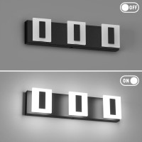 Ralbay Modern Matte Black Led Vanity Lights 6000K, 3-Light Acrylic Waterproof Stainless Steel Bathroom Light Fixtures Over Vanity Mirror