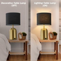 3-Way Dimmable Table Lamp For Living Room,Touch Control Modern Bedside Lamps With 2 Usb Ports Nightstand Lamp With Black Shade And Gold Base For Bedroom Reading Room Hotel Office Led Bulbs Included