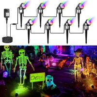 Aponuo Halloween Spotlights Rgb Color Changing Low Voltage Landscape Lights With Transformer Ip67 Waterproof Remote Control O