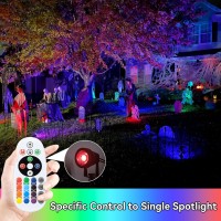 Aponuo Halloween Spotlights Rgb Color Changing Low Voltage Landscape Lights With Transformer Ip67 Waterproof Remote Control O