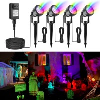 Aponuo Halloween Lights Outdoor Rgb Color Changing Low Voltage Landscape Lights With Transformer Ip65 Waterproof Remote Contro