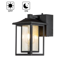 Aloadecor 1 Light Black Exterior Light Dusk To Dawn Motion Sensor Outdoor Lights Garage Wall Lights With Seeded Glass Front Porch Light Fixtures With Gfci Outlets For Outside Garden Porch Patio