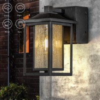 Aloadecor 1 Light Black Exterior Light Dusk To Dawn Motion Sensor Outdoor Lights Garage Wall Lights With Seeded Glass Front Porch Light Fixtures With Gfci Outlets For Outside Garden Porch Patio