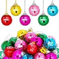 Bbto 24 Pieces Mini Disco Ball With Rope Py Decoration Groovy Decorations Hanging Reflective Car Mirror Ornament Stage Props For