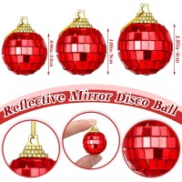 Bbto 24 Pieces Mini Disco Ball With Rope Py Decoration Groovy Decorations Hanging Reflective Car Mirror Ornament Stage Props For