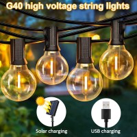 50 Ft Globe Outdoor Lights String,G40 Globe String Lights, Led Patio String Light With 25 G40 Shatterproof Bulbs,Shatterproof Patio Lights String,Cafe Lights, Backyard Lights, E12 Screw Base (50Ft)