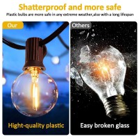 50 Ft Globe Outdoor Lights String,G40 Globe String Lights, Led Patio String Light With 25 G40 Shatterproof Bulbs,Shatterproof Patio Lights String,Cafe Lights, Backyard Lights, E12 Screw Base (50Ft)