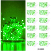 Bexdir 12 Packs Green Fairy Lights, Bright Fairy Lights Battery Operated, 7Ft 20Led Waterproof Fairy String Lights, Firefly Starry Moon Lights For Diy Mason Jar Birthday Wedding Party Bedroom