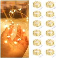 Bexdir 12 Packs Warm White Fairy Lights, Bright Fairy Lights Battery Operated, 7Ft 20Led Waterproof Fairy String Lights, Firefly Starry Moon Lights For Diy Mason Jar Birthday Wedding Party Bedroom