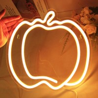 Sylhome Pumpkin Led Neon Light Signs Thanksgiving Halloween Birthday Party Wall Decor Sign Home Kitchen Bedroom Living Room Bar