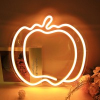 Sylhome Pumpkin Led Neon Light Signs Thanksgiving Halloween Birthday Party Wall Decor Sign Home Kitchen Bedroom Living Room Bar