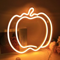 Sylhome Pumpkin Led Neon Light Signs Thanksgiving Halloween Birthday Party Wall Decor Sign Home Kitchen Bedroom Living Room Bar