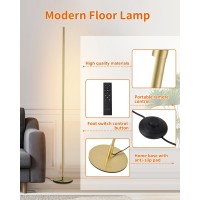 Modern Floor Lamp Led Standing Corner Lamp Gold Decor Contemporary Metal Floor Lamp For Living Room Bedrooms With Remote Touch