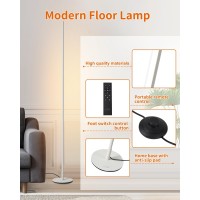 Modern Floor Lamp Led Standing Corner Lamp White Decor Contemporary Metal Floor Lamp For Living Room Bedrooms With Remote Touc