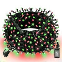 Dazzle Bright Red And Green Christmas String Lights, 300 Led 100 Ft Connectable Waterproof String Lights Green Wire With 8 Modes, Xmas Vintage Decorations For Indoor Outdoor Party Yard Garden Decor