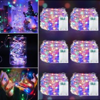 Turnmeon 6 Set Christmas Fairy Lights With Timer, Total 240 Led Colorful Battery Powered Copper Wire Fairy Lights, Christmas Decoration Outside Yard Party Home Indoor Outdoor, 13 Ft 40 Led Each