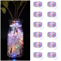 Bexdir 12 Packs Coloured Fairy Lights, Bright Fairy Lights Battery Operated, 7Ft 20Led Waterproof Fairy String Lights, Firefly Starry Moon Lights For Diy Mason Jar Birthday Wedding Party Bedroom