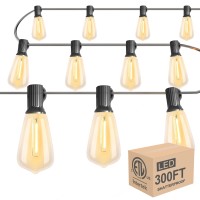 Lightdot 300Ft Outdoor String Lights, Led Bistro String Lights With Shatterproof St38 Vintage Bulbs, 2200K Dimmable, Waterproof Hanging Lights For Porch, Deck, Garden, Backyard, Balcony