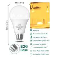 Lutw Led Light Bulbs 60 Watts Equivalent, 900 Lumen Standard Led Bulb, 9W E26 Base Warm White 2700K Non-Dimmable, Perfect For Bedroom And Living Room Lighting, 6 Pack