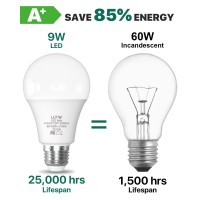 Lutw Led Light Bulbs 60 Watts Equivalent, 900 Lumen Standard Led Bulb, 9W E26 Base Warm White 2700K Non-Dimmable, Perfect For Bedroom And Living Room Lighting, 6 Pack