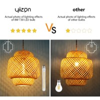 Yiizon Plug In Pendant Light Hanging Lamp With Handmade Bamboo Lampshade Dimmer Switch Boho Modern Rustic Country Natural Basket Hanging Light With Plug In Cord