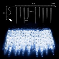 Icicle Lights Outdoor, 24.6Ft Twinkle Lights With 20 Large Tube With Clips, Connectable Waterproof Hanging Icicle Christmas Lights Plug In For Eave Holiday Outdoor Winter Decoration