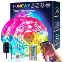 Fonewe 130Ft Led Lights For Bedroom Led Strip Lights Music Sync Color Changing Lights For Bedroom Led Light Strip With App Led Lights For Home Decoration