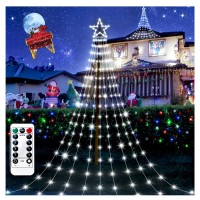 23Ft Christmas Decoration Outdoor Star Lights, 714Led Waterfall Christmas Tree Lights 8 Modes & Timer Christmas Lights Plug In Ip65 Waterproof, For Yard Patio Roof Holiday Christmas Decor(Red&Green)