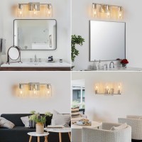 Wilon Bathroom Vanity Light 3Light Bathroom Light Fixtures Over Mirror Brushed Nickel Vanity Light For Bathroom With Clear Gla