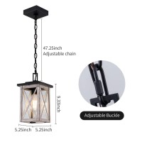 Modern Outdoor Pendant Lights Fixtures,Light Wood Grain Farmhouse Hanging Lighting,Adjustable Chain Ceiling Chandelier,Vintage 1-Light Porch Lantern Lamp For Garden Patio,Entryway,Backyard