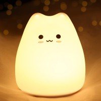 Tremdwoto Cat Night Light For Kids Silicone Nightlight Lamp 7 Color Changing Nursery Night Light For Kids Bedroom Super Gift