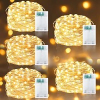 Turnmeon 5 Pack Christmas String Lights Decor, Timer, Total 200 Led 65 Ft Battery Operated Copper Wire Fairy Lights Christmas Decorations Outside Holiday Home Indoor Outdoor,40 Led 13 Ft Each