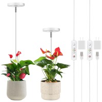 Romsto Grow Lights For Indoor Plants, Led Full Spectrum Plant Light For Indoor Plants, Height Adjustable Grow Light With 10 Dimmable Brightness, 8/12/16H On/Off Timer, Ideal For Small Plants, 2 Packs