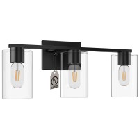 Wilon Bathroom Vanity Light 3 Light Black Bathroom Light Fixtures Modern Bathroom Vanity Light With Clear Glass Shade E26 Bas