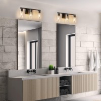 Wilon Bathroom Vanity Light 3 Light Black Bathroom Light Fixtures Modern Bathroom Vanity Light With Clear Glass Shade E26 Bas