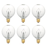 Wax Warmer Bulbs, 25 Watt Light Bulbs For Full Size Scentsy Warmers,G50/G16.5 Globe E12 Clear Scentsy Bulb For Candle Wax Warmer, Long Lifespan, 120 Volt (6 Pack)