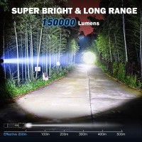 Cinlinso Flashlight High Lumens Rechargeable 2 Pack, 150000 Lumen Super Bright Led Flashlights With 7 Light Modes, Ipx6 Waterproof, Zoomable, Powerful Handheld Flash Light For Camping Emergencies