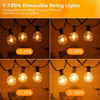 Brightown Outdoor String Lights 38Ft(30+8) - Led String Lights G40 Globe Patio Lights Energy Saving With 15 Led Bulbs, Shatterproof Hanging Outdoor Lights For Christmas Outside Garden Backyard Cafe