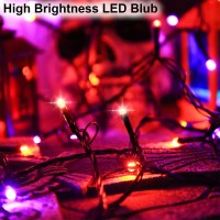 Solar Halloween String Lights Outdoor Orange & Purple, 2Pack Total 144Ft 400 Led Orange Lights 8 Modes With Timer, Ip44 Waterproof Purple Lights, Led Twinkle Lights For Party, Patio, Garden Decor