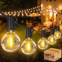 Hezbjiti 100Ft Outdoor String Lights For Outside, 32 Shatterproof Plastic G40 Bulbs Led Patio Lights Waterproof Ul Listed Connectable Hanging Lights For Backyard Porch Balcony Christmas Party